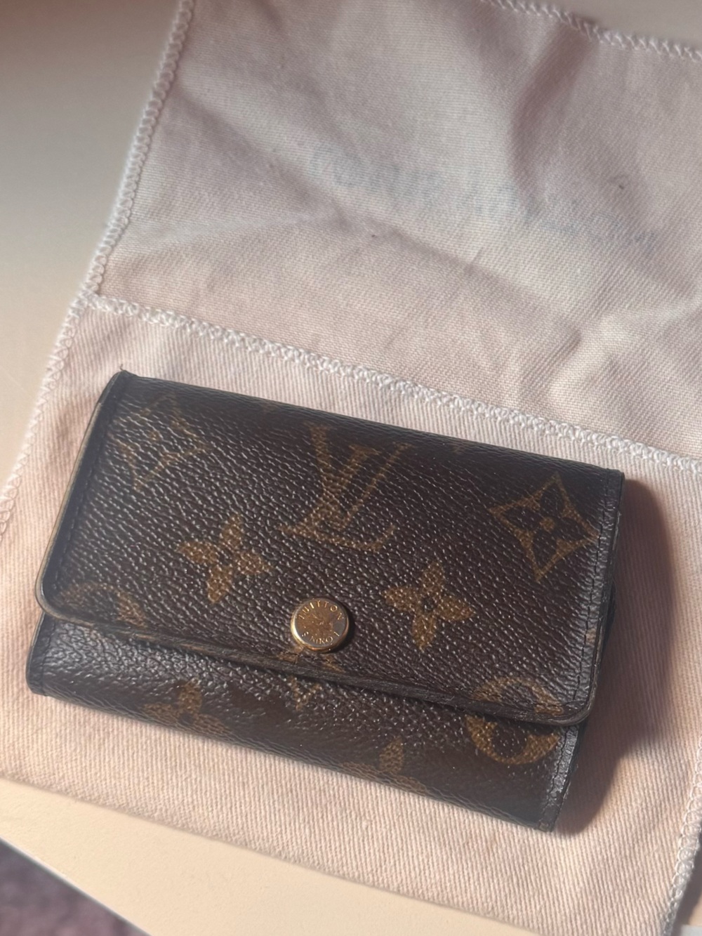 Louis Vuitton Monogram Canvas Key Pouch in Brown and Gold